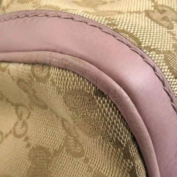Auth GUCCI Handbag Shoulder Bag Beige/Light Purple GG Canvas/Leather - Picture 5 of 16